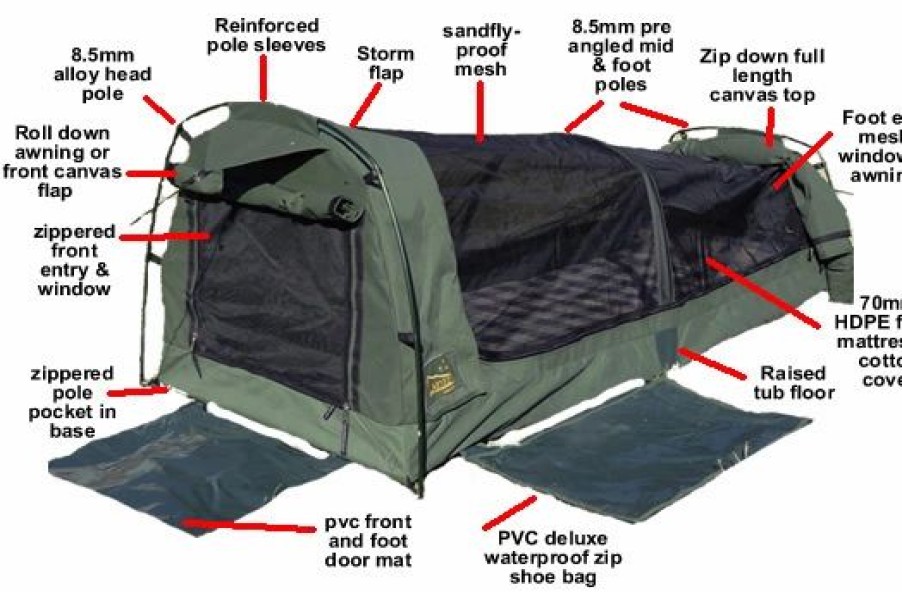 Swags * | Sahara Swags Sahara Vagabond Deluxe Double Dome Canvas Swag & Bag