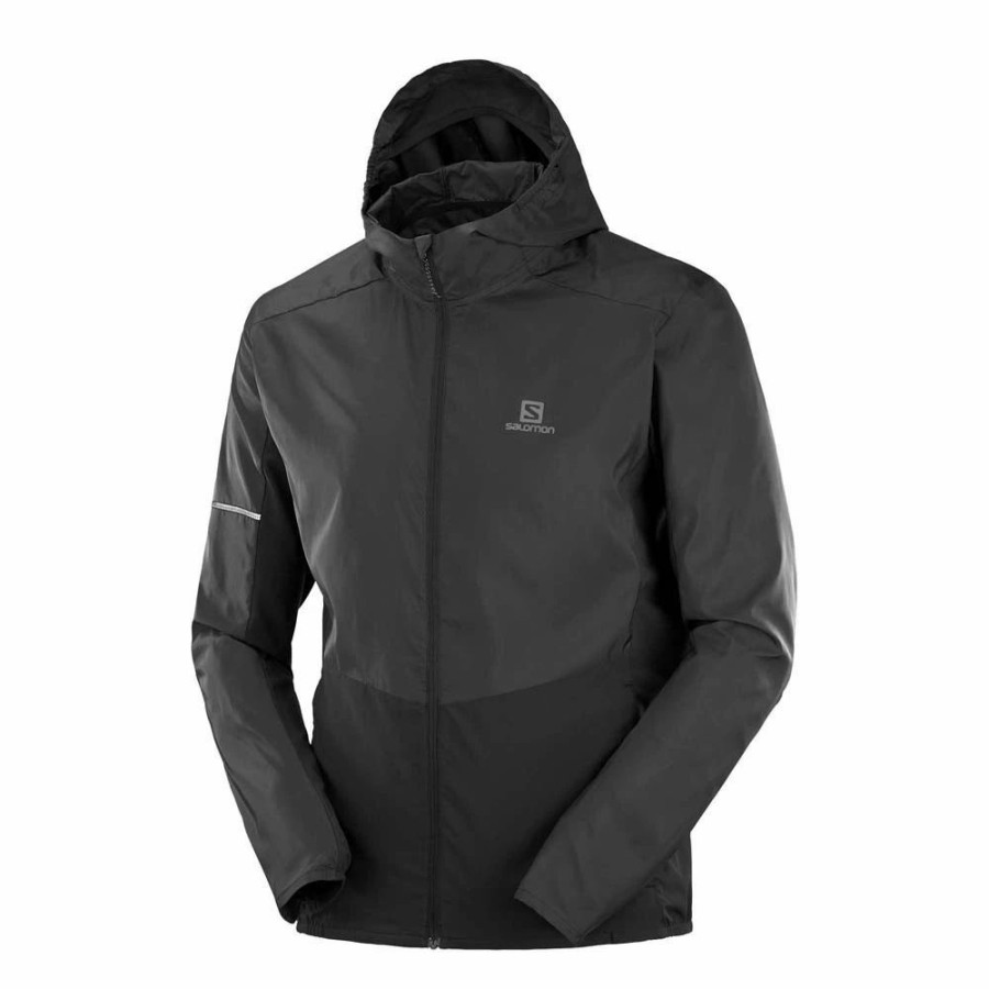 Jackets * | Salomon Agile Fz Mens Water Repellent Running Jacket Black