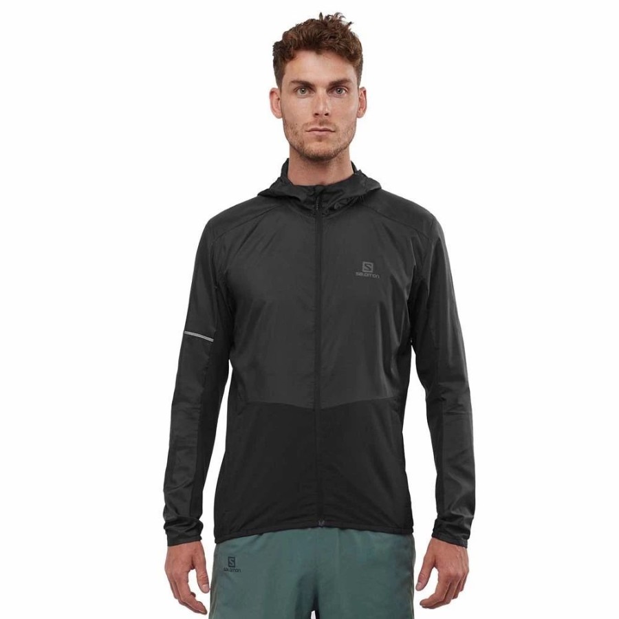 Jackets * | Salomon Agile Fz Mens Water Repellent Running Jacket Black