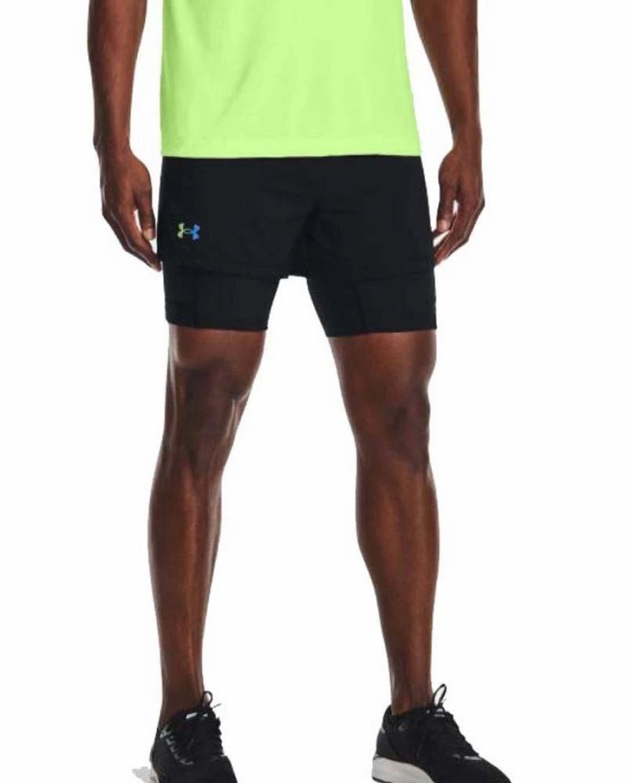 Shorts * | Under Armour Rush Run 2-In-1 Mens Running Shorts Black/Reflective