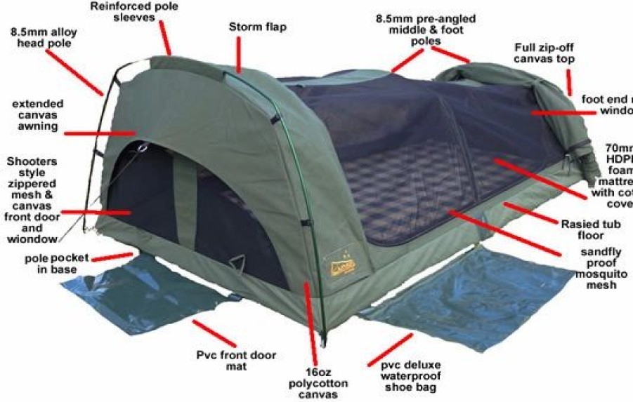 Swags * | Sahara Swags Sahara Wanderer Deluxe Double Dome Canvas Swag & Bag