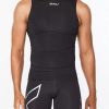 Compression * | 2Xu Core Compression Mens Sleeveless Top Black/Silver