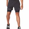 Shorts * | 2Xu Aero 2-In-1 5 Mens Running Shorts Black/Silver Reflective